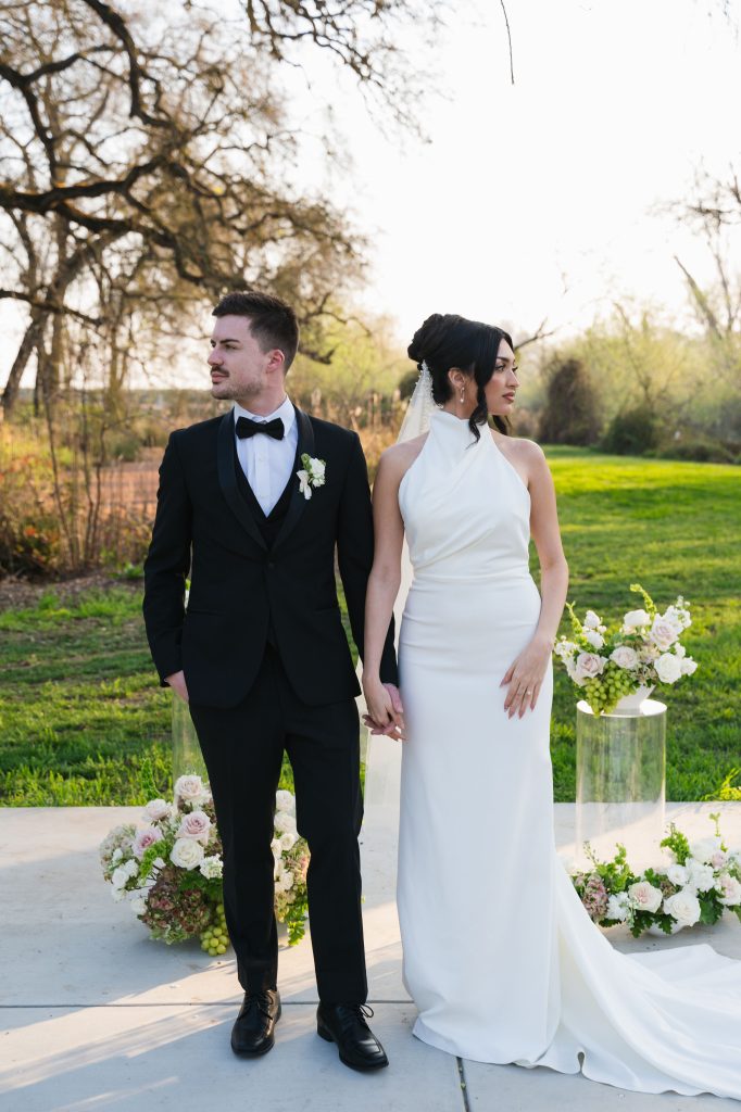 Bride and Grooming looking away